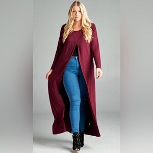 New!Plus Size Long Jersey Duster Top with Open Front Detail Sizes 1X 2X 3X